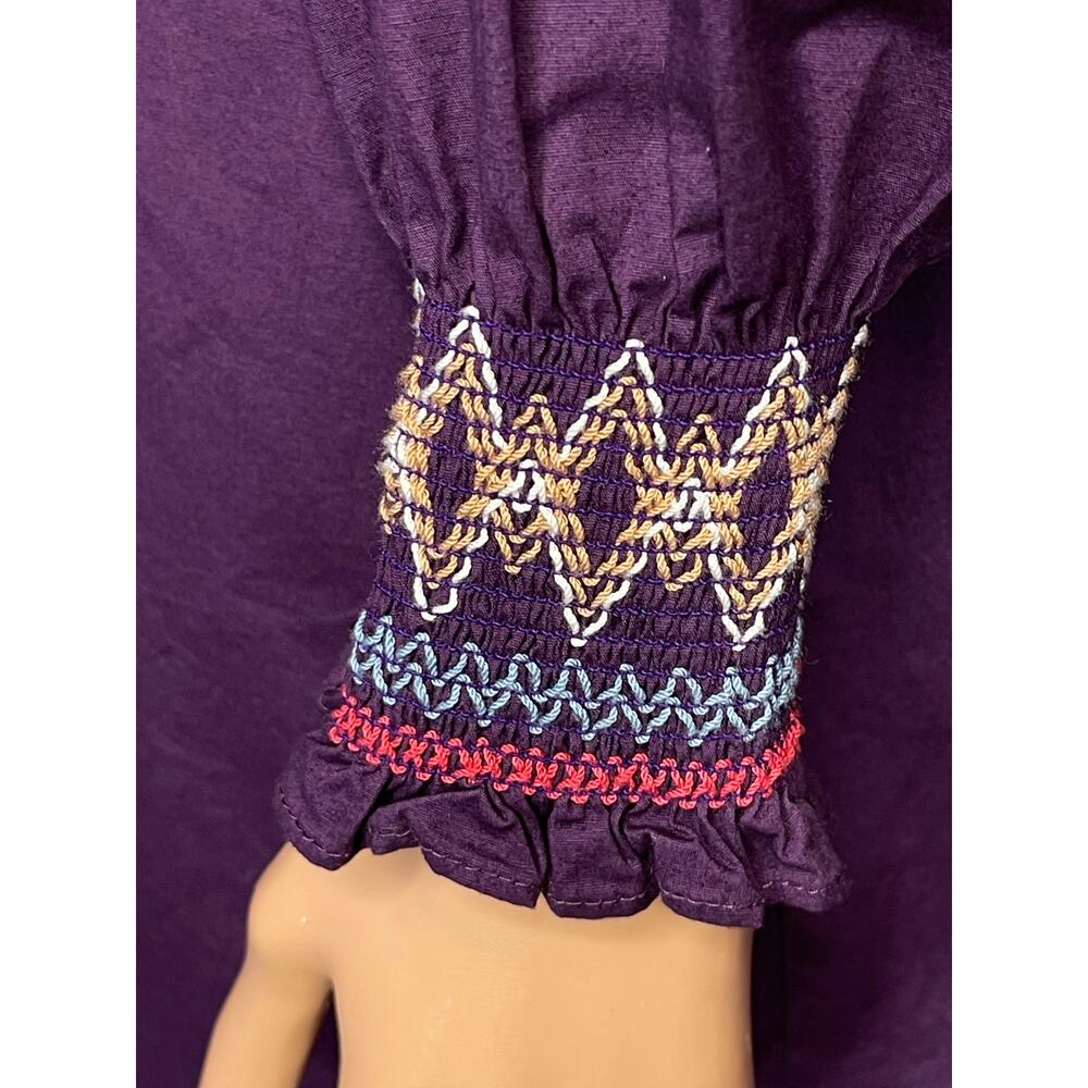 Tuckernuck Pomander Place Wrenley smocked embroidered dress size S plum purple - Picture 6 of 10